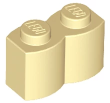 LEGO kocka, módosított, 1 x 2, íves oldallal