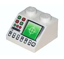 LEGO lejtő 2 x 2, dekorált, radar és műszerfal mintával LEGO lejtő 2 x 2, dekorált, radar és műszerfal mintával