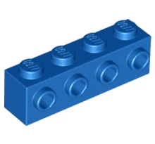 LEGO kocka, módosított, 1 x 4, 4 csatlakozóval az oldalán