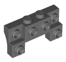 LEGO kocka, módosított 2 x 4 - 1 x 4 2 süllyesztett szegecsekkel és vastag oldalsó ívekkel