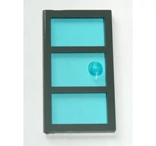 LEGO ajtó 1 x 4 x 6 3 paneles, átlátszó világos kék üveggel