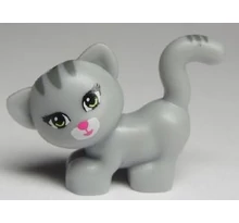 LEGO macska, álló, sötét kékes szürke csíkokkal LEGO macska, álló, sötét kékes szürke csíkokkal