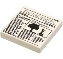 LEGO csempe 2 x 2, dekorált, újság mintával LEGO csempe 2 x 2, dekorált, újság mintával