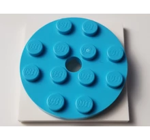 LEGO forgó alap, kerek, 4 x 4 x 2/3, fehér alapon, komplett
