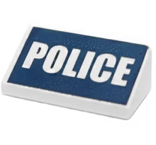 LEGO lejtő 1 x 2 x 2/3, dekorált, POLICE felírat mintával LEGO lejtő 1 x 2 x 2/3, dekorált, POLICE felírat mintával