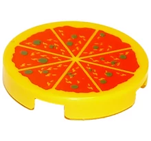 LEGO csempe kerek, 2 x 2, dekorált, pizza mintával LEGO csempe kerek, 2 x 2, dekorált, pizza mintával