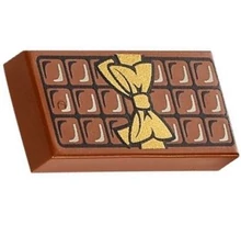 LEGO csempe 1 X 2, dekorált, csokoládé mintával