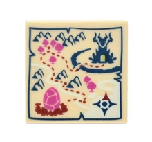 LEGO csempe 2 x 2, dekorált, kincskereső térkép mintával 2 LEGO csempe 2 x 2, dekorált, kincskereső térkép mintával 2