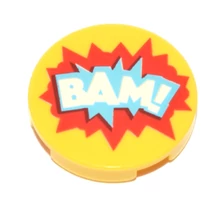 LEGO csempe kerek, 2 x 2, dekorált, robbanás mintával LEGO csempe kerek, 2 x 2, dekorált, robbanás mintával