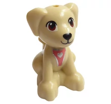 LEGO kölyök kutya, ülő - ezüst szív mintával