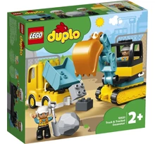 Teherautó és lánctalpas exkavátor