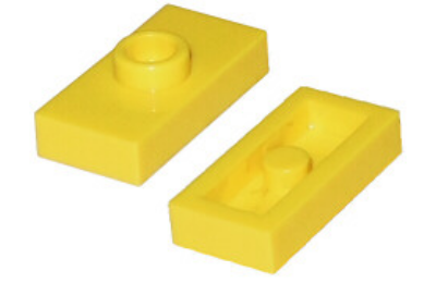 LEGO alaplap, módosított 1 x 2, csatlakozóval a tetején, típus 3 (jumper)