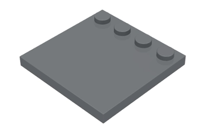 LEGO csempe, módosított 4 x 4, egyik szélén 4 csatlakozóval