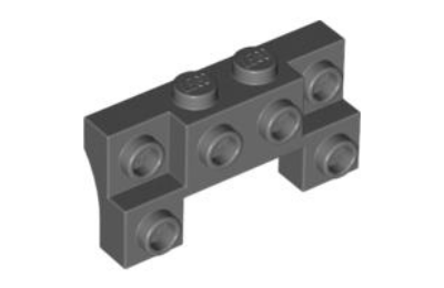LEGO kocka, módosított 2 x 4 - 1 x 4 2 süllyesztett szegecsekkel és vastag oldalsó ívekkel