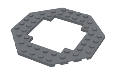 LEGO alaplap, módosított, 10 x 10, nyolcszögletű, közepén kivágással