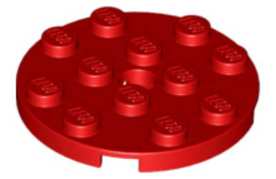 LEGO alaplap, kerek 4 x 4, lyukkal a közepén