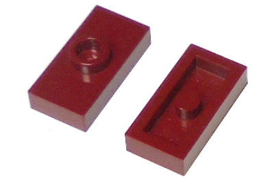 LEGO alaplap, módosított 1 x 2, csatlakozóval a tetején, típus 3 (jumper)