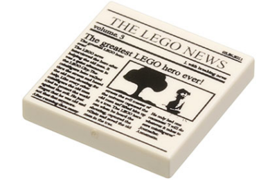 LEGO csempe 2 x 2, dekorált, újság mintával