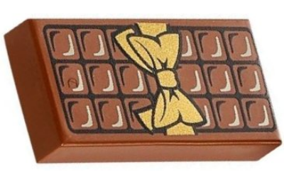 LEGO csempe 1 X 2, dekorált, csokoládé mintával